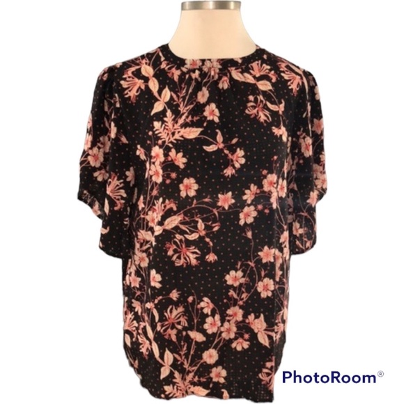 RED AND BLACK LARGE FLORAL PRINT BLOUSE - Picture 8 of 8